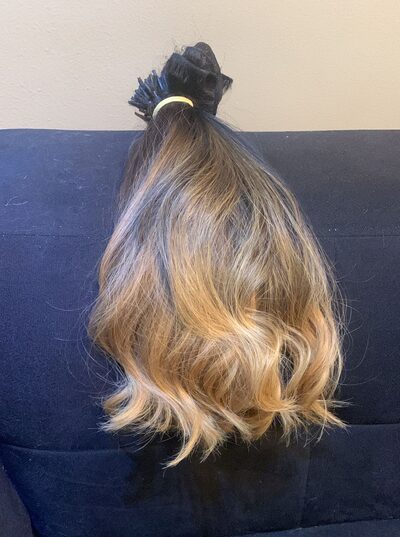 Mecha de cabelo loiro ondulado para extensão